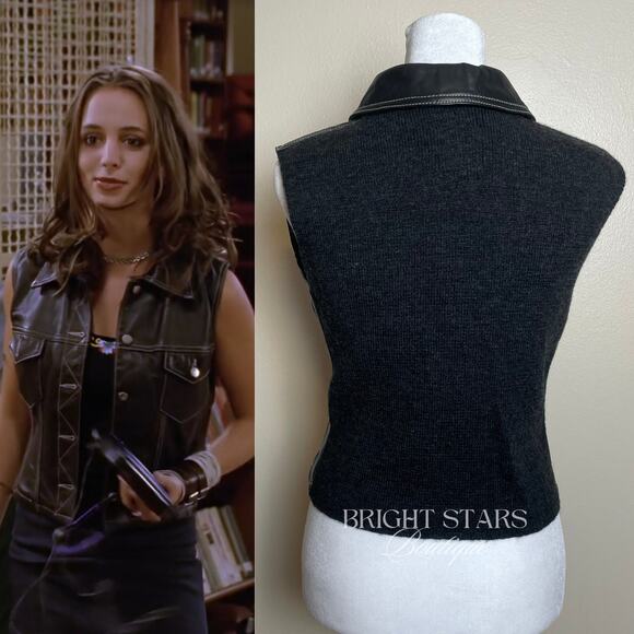 Rare Vintage Leather Wool Vest ASO Faith Lehane BtVS Womens Small Vintage 90s - Picture 4 of 15